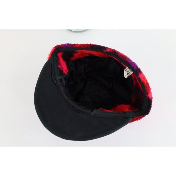 Vtg 70s Boho Chic Hippie Shag Fleece Quilted Pom Fitted Hat Cap Womens 7 1/8 USA - Picture 8 of 9